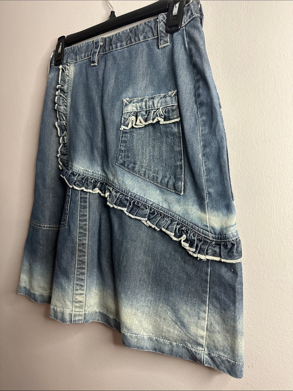 CakeWalk Denim Ruffle Button-Front Skirt - Blue - Picture 5 of 9